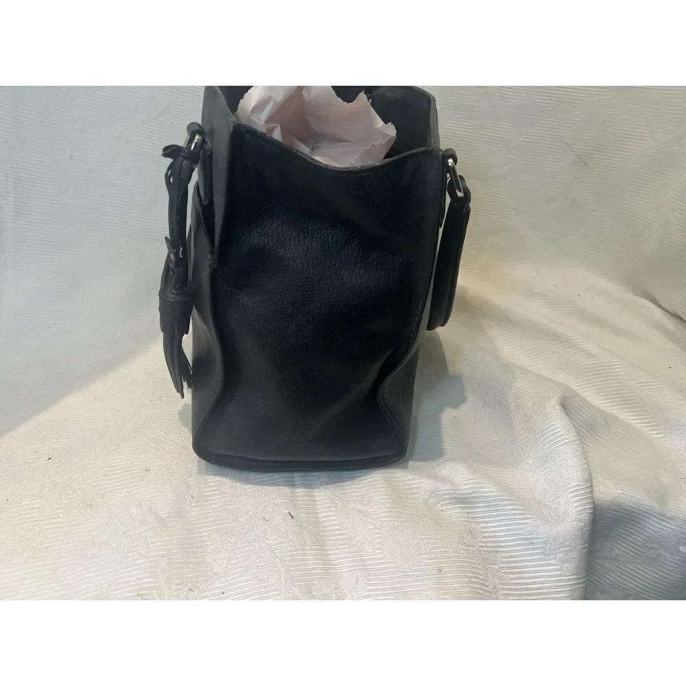 Cole Haan Berkley Satchel Handbag Black Leather Lined‎ Zip Pockets Double Handle